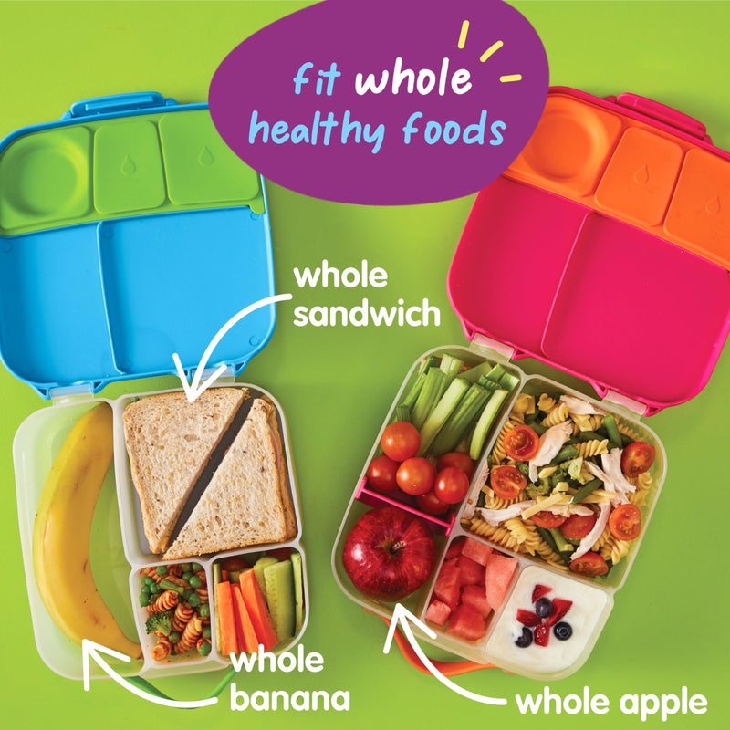 b.box Kids Lunch Box - 4 compartments (2 Leak-proof) Bento Box with Cold Pack & Removable Divider Reusable Snack Containers with Lids, Snack Box for Toddlers & Older Kids 8 1/2 cups (Indigo Pink) - Image 5